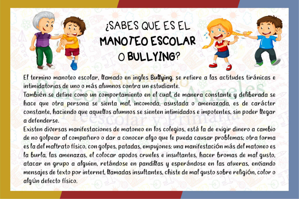 SABES QUE ES EL MANOTEO ESCOLAR O BULLYING